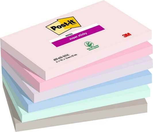 Post-It 3M Post-it® Super lipdukai, SOULFUL, 76x127mm, 6x90 kortelės.