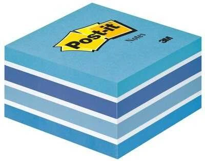 3M Lipnūs lapeliai Post-it Akvarelė kubas, 450 lapelių, 76 x 76 mm, mėlynos ir baltos spalvos derinys