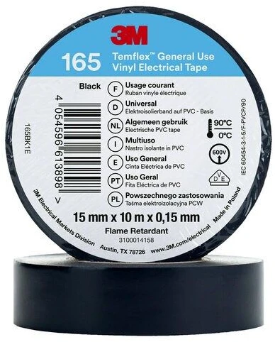 3M 7100184723, 1 vnt., Juoda, PVC, 600 V, Blisteris, 10 m