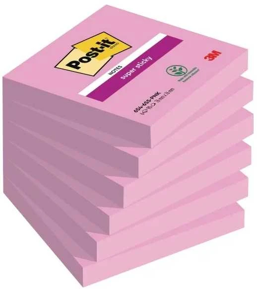 Rausvi Post-it Super Sticky lapeliai, 6 pakuočių rinkinys