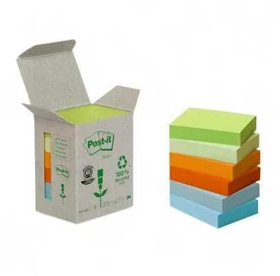Lipnūs lapeliai 3M Post-it® Recycling Assorted 38mmx51mm 6vnt. po 100 lapelių