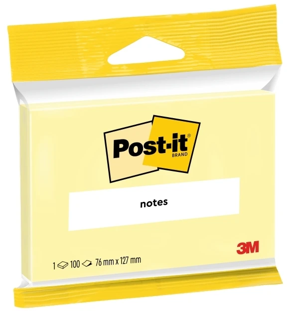 3M Lipdukai „Post-it“, geltoni, 76x127, 100 lapų