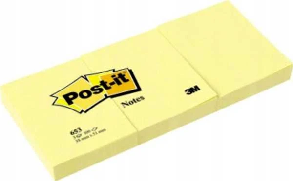 *Lipnūs lapeliai Post-it, 38x51mm, 3x100 lapelių, geltonos spalvos