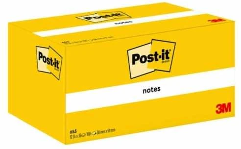 *Lipnūs lapeliai Post-it, 38x51mm, 3x100 lapelių, geltonos spalvos