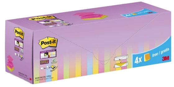 3M Post-it, Square, Mėlyna, Žalias, Oranžinis, Rožinė, Geltona, Paper, 60%, 76 mm, 100 sheets