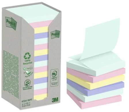 Post-It 3M Ecological Post-it® Z-Notes, NATURE, Pastelinė, 76x76mm, 16x100 kortelės.