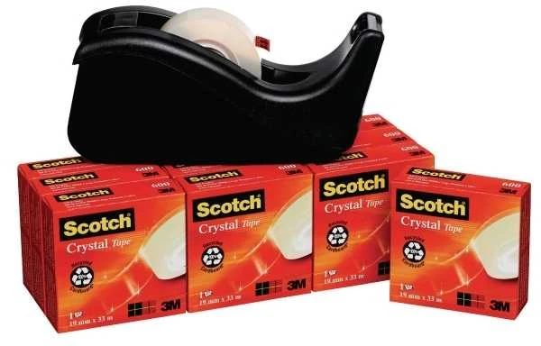 Rinkinys Scotch 19MMX33M kristalinė biuro juosta + nemokamas C60 dozatorius 6-1933R10TPC