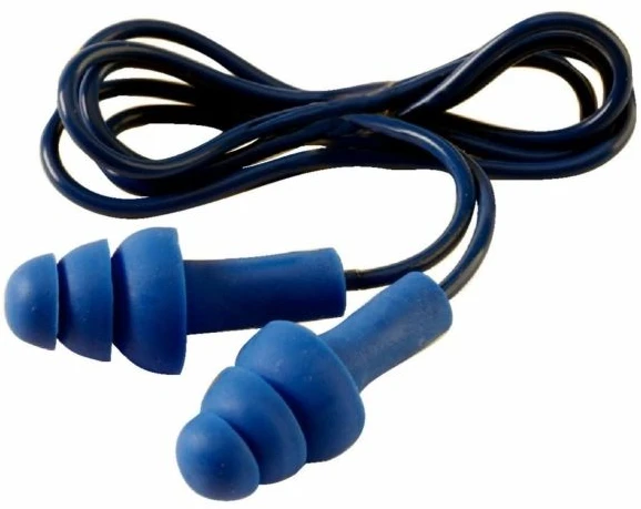 3M TR-01-000, daugkartinio naudojimo ausų kištukai, veikiantys, į ausį, juodi, mėlyni, su laidu, 29 dB