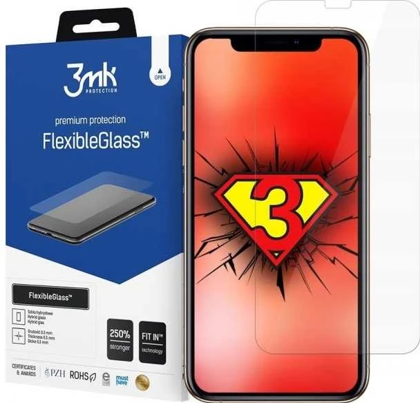 3MK FlexibleGlass skirtas iPhone 12 Mini, hibridinis stiklas, skaidrus, skaidrus ekrano apsauginis sluoksnis