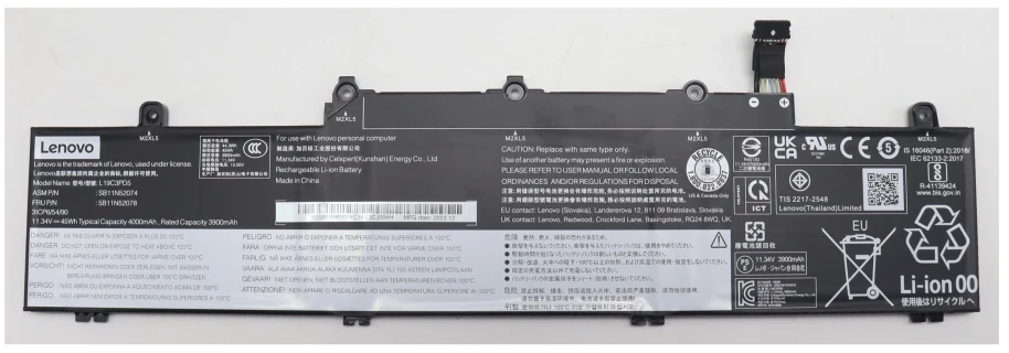 45,3 Wh 3 elementų ličio jonų akumuliatorius, skirtas Lenovo nešiojamiesiems kompiuteriams