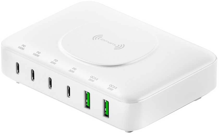 4smarts 7in1 100W įkrovimo stotelė su belaidžiu įkrovimu Baltas 540570