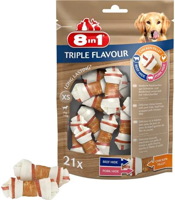 Skanėstas šunims 8in1 Triple Flavor XS, 0.294 kg, 21 vnt.