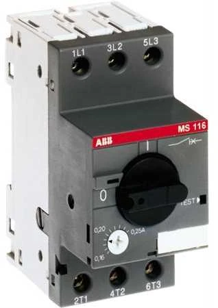 ABB variklio grandinės pertraukiklis MS116-6.3 3P 6.3A 1SAM250000R1009