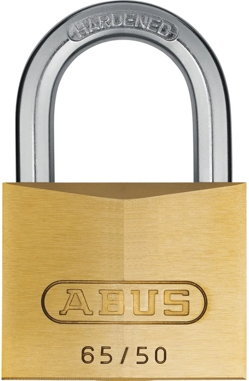 ABUS 65/50 kd., Įprastinė pakabinama spyna, Raktinė spyna, Raktinė, Žalvaris, Žalvaris, Grūdintas plienas