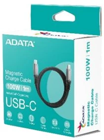 Kabelis USB ADATA USB-C do USB-C 3.2 Gen 2 100 W 1m Magnetyczny Juodas (CACCU3-100W-100AN-BK)