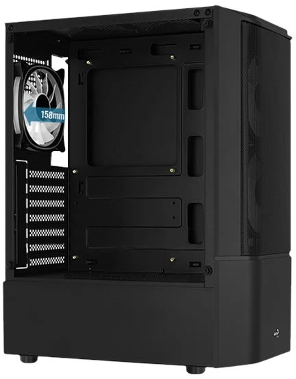 „Aerocool Quantum Mesh v3 Midi-Tower“, RGB, grūdintas stiklas - juodos spalvos
