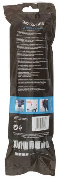 Brabantia atkritumu tvertnes ieliktņi C, 12l, 20 maisi rullītī, balts
