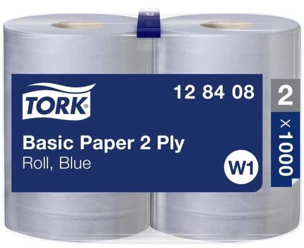 Tork Mėlynas 2 sl. popierius platus 340m, 1000 lapelių W1 (2 vnt.)