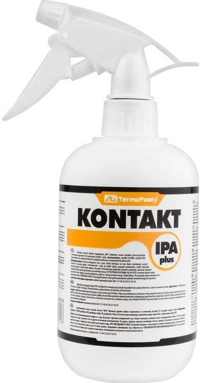 Valiklis Ag Termopasty KONTAKT IPA PLUS. Didelio grynumo izopropilo alkoholis. Pašalina visus nešvarumus nuo optinių elementų. Nepalieka žymių ar dėmių. Turi riebalus šalinančių savybių. Plastikinis butelis, 500 ml.