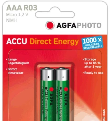 AgfaPhoto Direct Energy, AAA, nikelio-metalo hidrido (NiMH), 1,2 V, 950 mAh, žalias