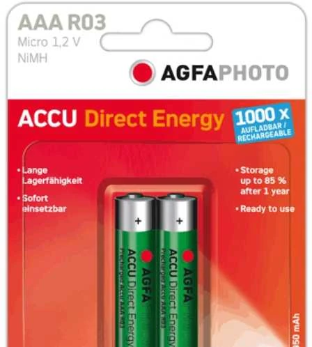 „AgfaPhoto Direct Energy“ – AAA – Nikelio-metalo hidridas (NiMH) – 1,2 V – 950 mAh – Žalias
