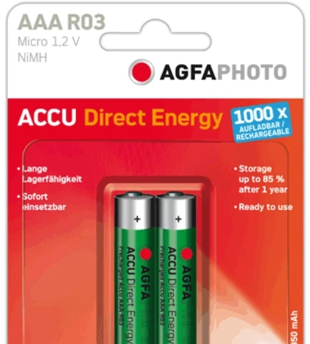 „AgfaPhoto Direct Energy“ – AAA – Nikelio-metalo hidridas (NiMH) – 1,2 V – 950 mAh – Žalias