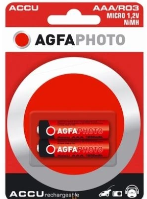 AgfaPhoto NiMh Micro 1000 mAh, įkraunama baterija, AAA, nikelio-metalo hidridas (NiMH), 1,2 V, 2 vnt., 1000 mAh
