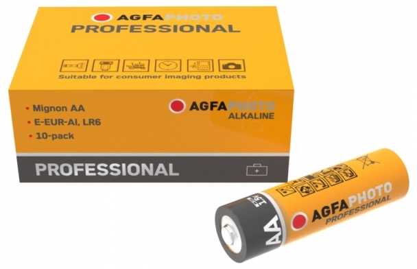 AgfaNuotrauka 110-853482, Vienkartinė baterija, AA, 1.5 V, 10 vnt., Pilka, Raudona, Balta, Geltona, 50.5 mm