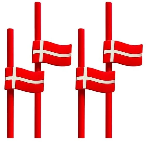 Agk Nordic Šiaudeliai su Danijos vėliavėlėmis, 4 vnt.