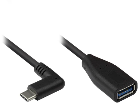 USB kabelis Alcasa USB-C – USB-A 0,1 m Juodas (2811-OTGW)