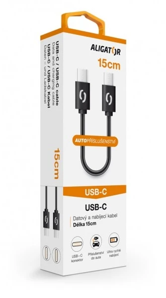 Aligator POWER Datový kabelis USB-C - USB-C 15cm juoda
