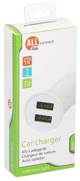 All Ride „Allride 2“ USB lizdas cigarečių degikliui, 3,1 a, 12–24 v