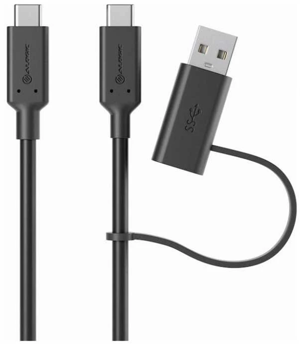 „ALOGIC Elements“ serijos USB-C į USB-C laidas su USB-A adapteriu – 1,2 m – kištukas-kištukas – 5A/10Gbps, 1,2 m, USB C, USB C, USB 3.2 Gen 2 (3.1 Gen 2), 10 Gbit/s, juodas