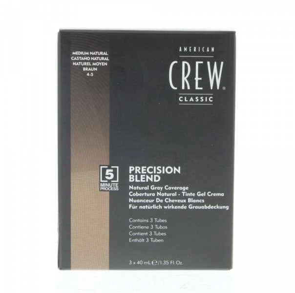 Rinkinys „Trio American Crew Precision Blend“ pusiau ilgalaikiai plaukų dažai, 4-5 natūralios spalvos, 3 vnt., 40 ml