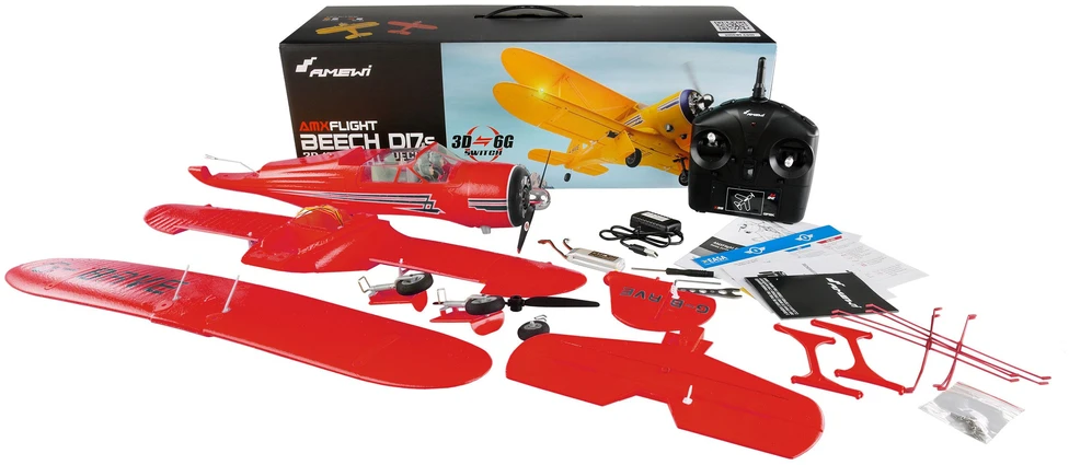 Amewi AMXFlight Beech D17s Dvivietis lėktuvas 3D/6G RTF raudonas / giroskopas