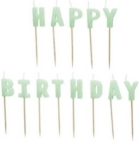 Party Deco PartyDeco žvakės HappyBirthday 25 cm geltonos A13 6752