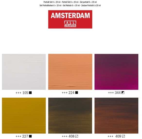 Amsterdam Standard serijos akrilinių dažų portretų rinkinys 6 × 20 ml
