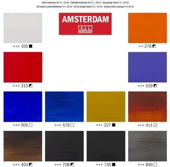 Artequipment TALENS AMSTERDAM Rinkinys 12X20ML URBAN LANDSCAPE uniw