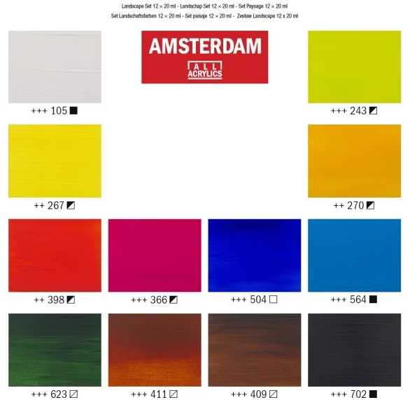 Artequipment TALENS AMSTERDAM Rinkinys 12X20ML LANDSCAPE COLORS uniw