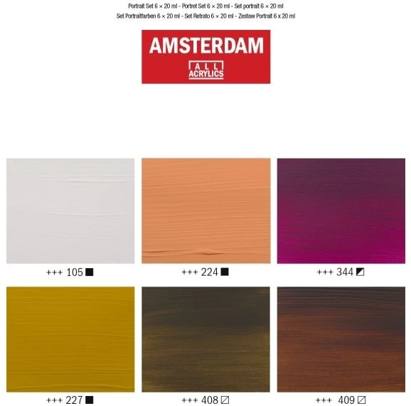 Amsterdam Standard serijos akrilinių dažų portretų rinkinys 6 × 20 ml