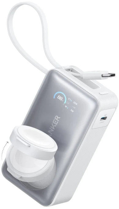 Powerbank Anker MagGo - Powerbank - 10000 mAh - 35 Watt (24 pin USB-C) - balta