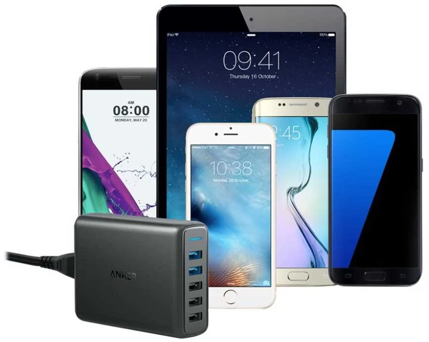 Telefono įkroviklis Anker PowerPort Speed 5 Ports, Quick Charge 3.0, 63W