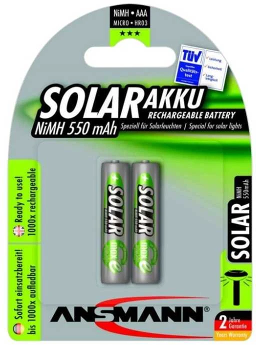 1x2 Ansmann maxE NiMH rech.bat. Micro AAA 550 mAh SOLAR