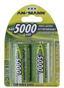 Ansmann D tipo 5000 mAh baterijos pakuotėje