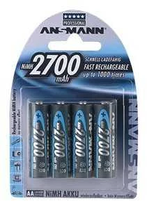 1x4 Ansmann dešinėje. Baterija 2700 Mignon AA 2500 mAh