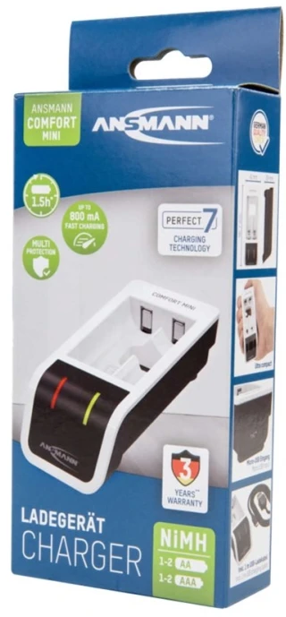 Ansmann Comfort Mini, nikelio-metalo hidrido (NiMH), AA, AAA, 2 vnt., baterijos pridedamos