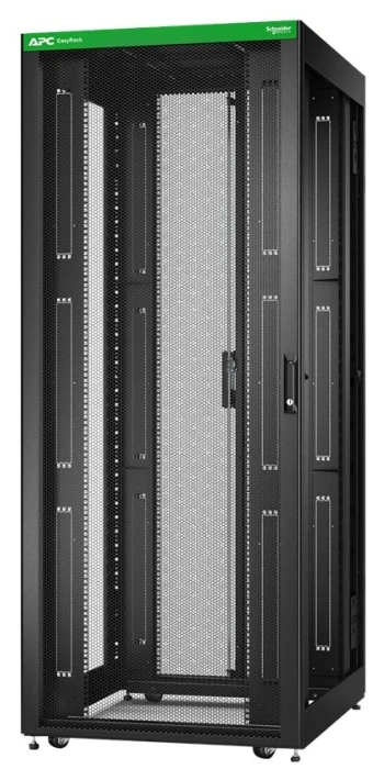 APC Easy Rack 800mm/42U/1000mm, su stogu, ratukais, kojelėmis ir 4 laikikliais, be šoninių panelių, juodas | Schneider Electric