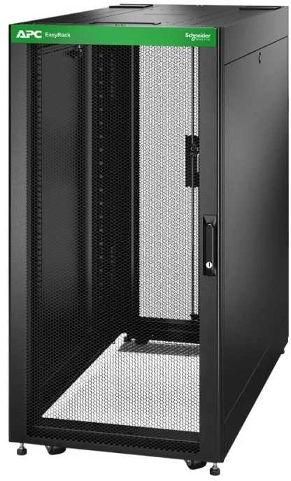 APC Easy Rack 600mm/24U/1200mm, su stogu, šonine panele, ratukais, kojelėmis ir 4 laikikliais, be dugno, juodas | Schneider Electric