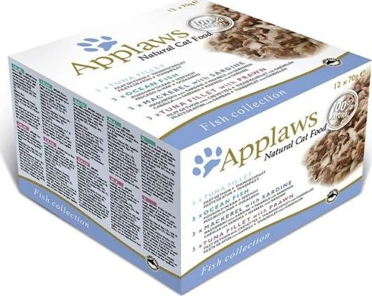APPLAWS žuvis selekcinis daugiapakis sultinyje - šlapias kačių ėdalas - 12 x 70 g