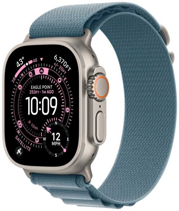 Apple 49mm Light Mėlyna Alpine Loop - Small - Natural Titanium Finish